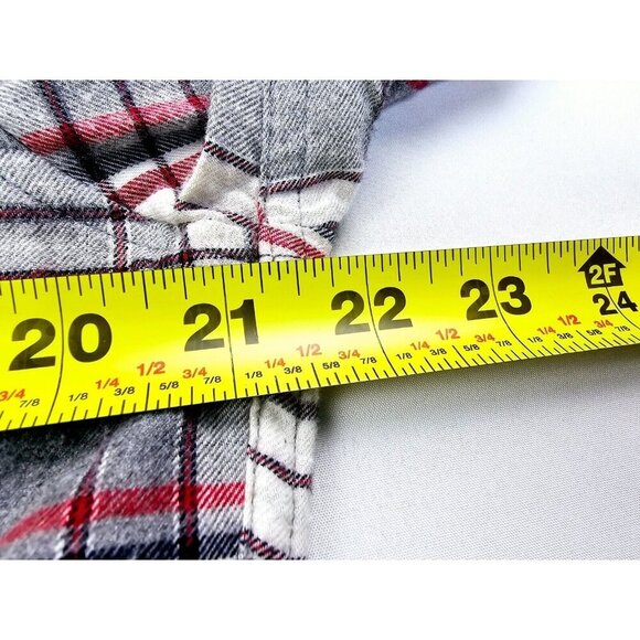 J. Crew Slim Size Medium Men's Gray White Black Red Check Cotton Flannel Shirt - Picture 2 of 11